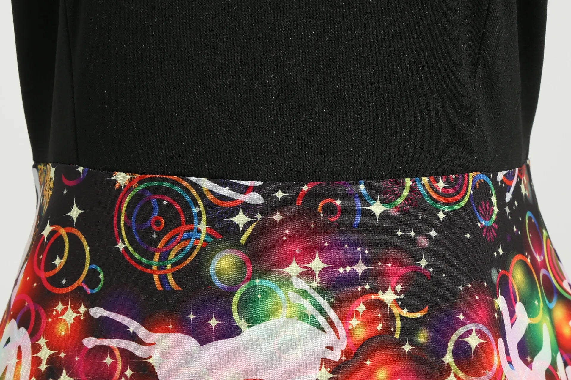 Elegant Digital Print Long Sleeve round Neck Dress with Belt Midi Skirt Large Swing Christmas Theme Cross-Border Knitted Fabric