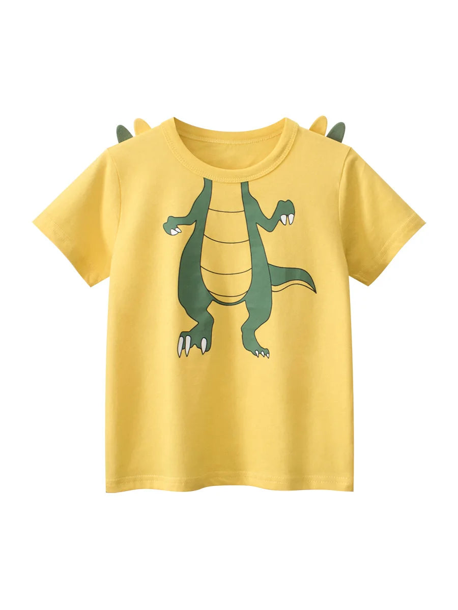 2024 Children 3D Cartoon Short T-Shirts Clothes for Boy 100% Cotton Short Sleeve Dinosaurs Cute Kids Casual Sport Top Tees