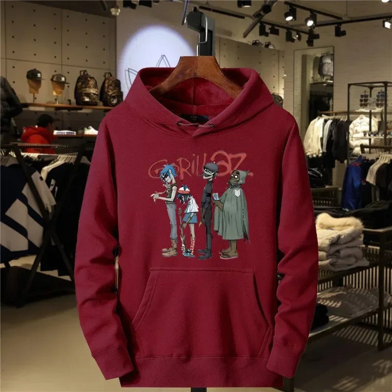 Gorillaz Punk Rock Men's and Women's Cartoon Sweater Hoodie Retro Fashion Clothing Casual Music Men's Clothing New Style