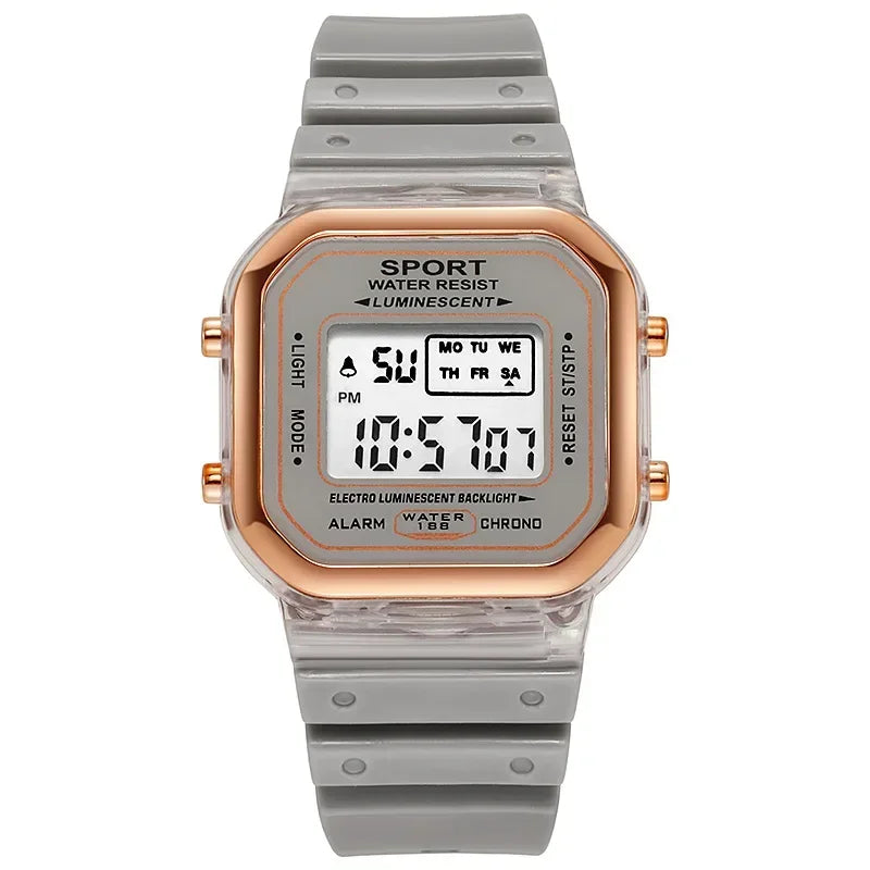 Fashion Brand Student Transparent Electronic Watch Candy Multicolor LED Ladies Sports Waterproof Wristwatch Clock Gift relógio