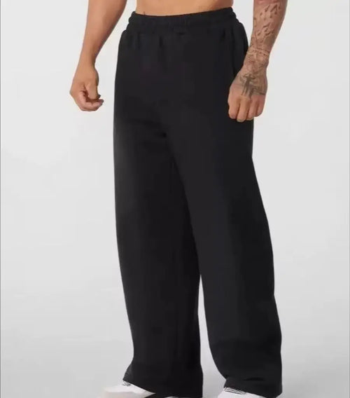 026 Men's plus Size Cotton Sweatpants Spring Autumn Solid Color Baggy Loose Elastic Waist Casual Trousers for Daily Wear Running