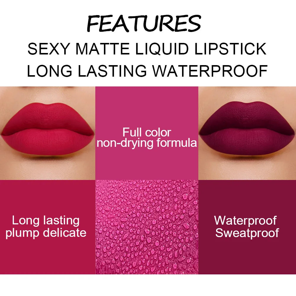 DNM 19 Colors Matte Lip Gloss Waterproof Long-lasting Non-fading Lip Glaze Multi-color Non-stick Cup Lipstick Lipgloss