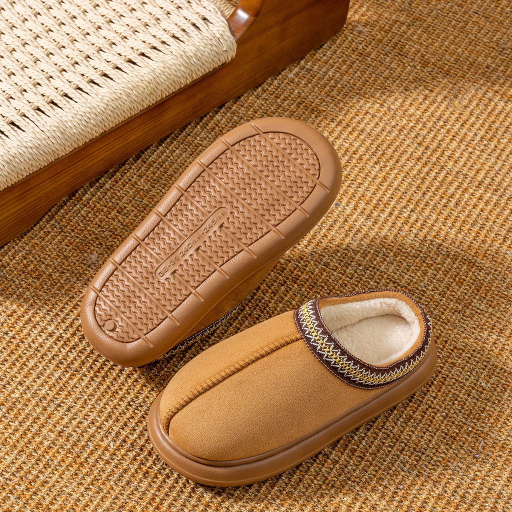 Men's Plush Fleece Lined Slippers Winter Warm House Shoes with Thick EVA Sole for Indoor/Outdoor Use Cozy Non-Slip Home Footwear