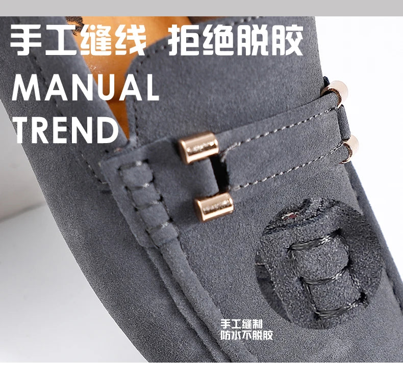 2025 New Cool Men France Style Gentleman Casual Shoes Suede Leather Adult Business Formal Officer Loafers Male Driver Shoes