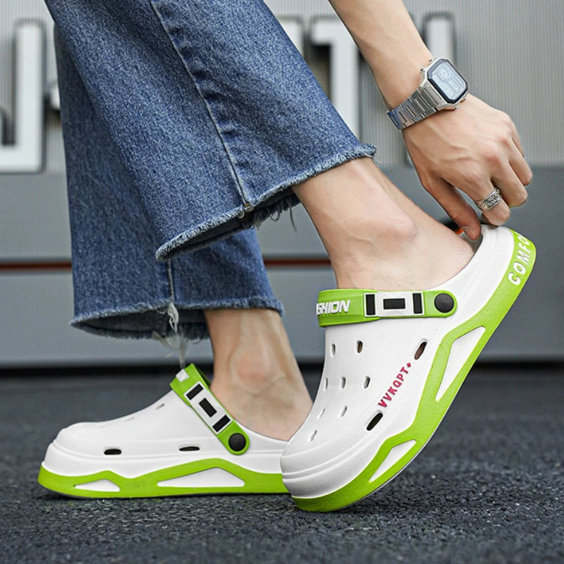 Summer Men Sandals Light EVA Men's Casual Shoes Platform Hole Shoes Clogs Men Home Garden Outdoor Male Beach Slippers Big Size