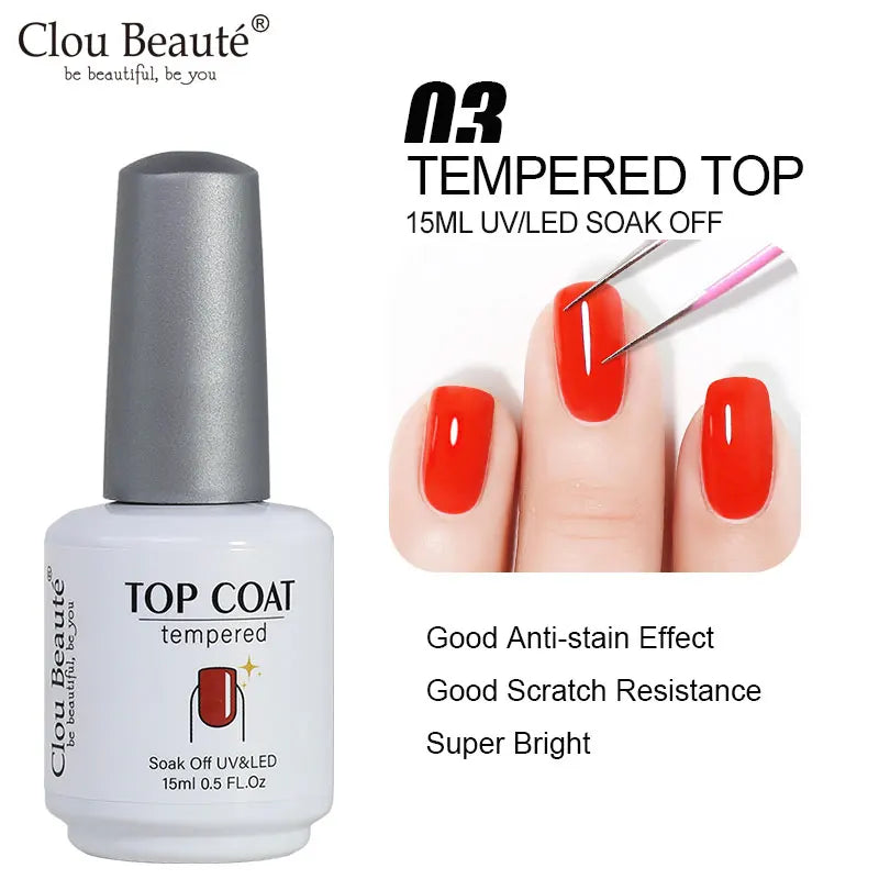 Clou Beaute 15ml Red Black White Green Neon Gel Nail Polish Base Top Coat Velvet Top 400 Colors Semi Permanent Gel Nail Varnish