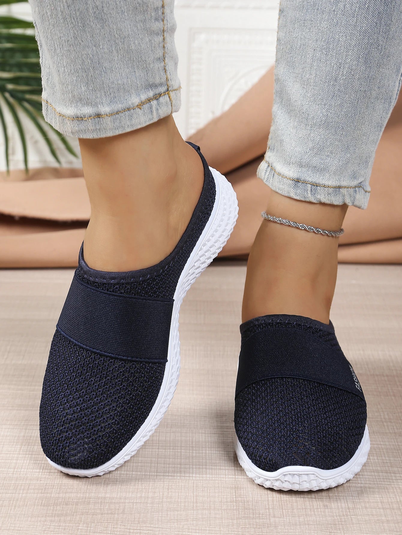 Women's shoes, women's casual shoes, summer mesh breathable thick-soled women's headband half support