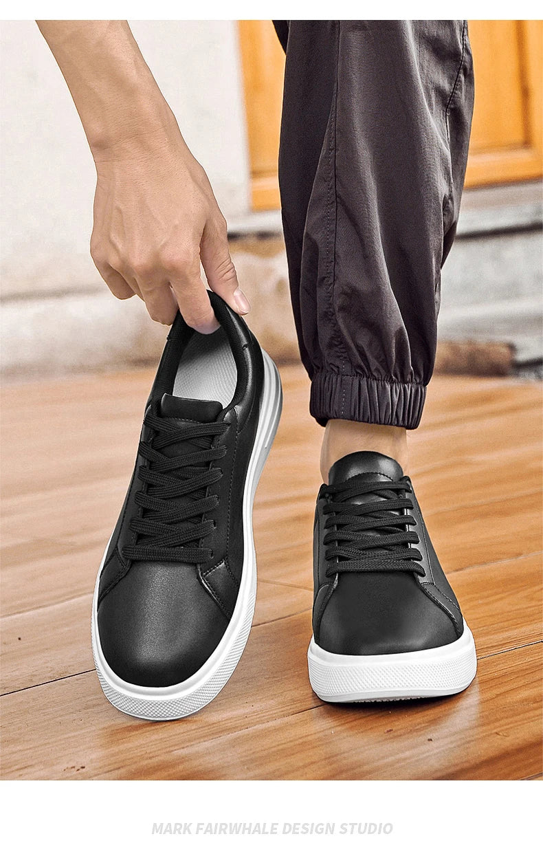 New  Men's Sneakers Elevator Shoes Heightening Height Increase Insole 6-10CM High Heels Shoes Leather Sport Shoes Men Shoes