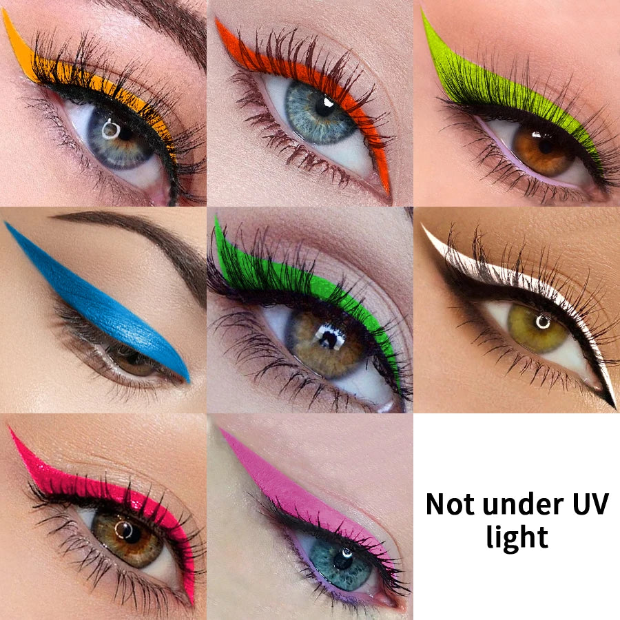1PC UV Light Neon Eyeliner Pen Eyes Makeup Blue Green Waterproof Liquid Color Eye Liner Pencil Make Up Cosmetics Yellow Purple