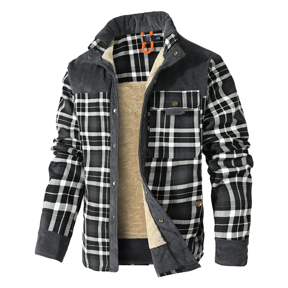 Men's Jackets Winter Windproof Warm Casual Bomber Coat Plaid Sherpa Lined Flannel Outdoor Classic Soft Jackets Men US Size