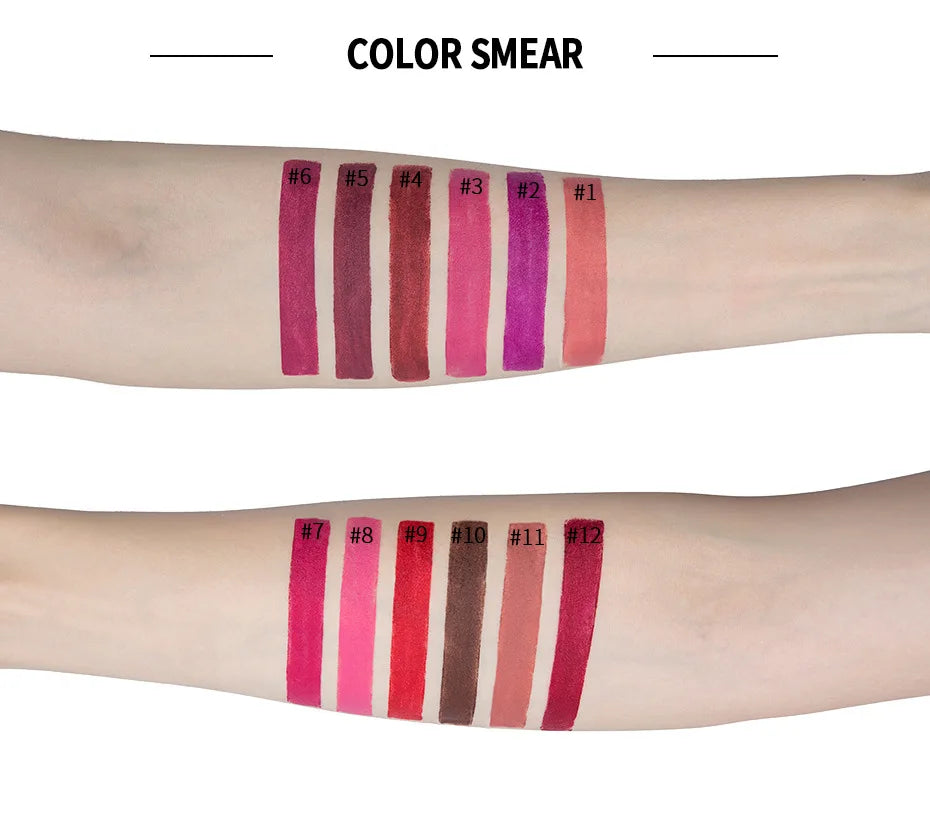 HANDAIYAN 12 Color Matte Lipstick Waterproof Moisturize Velvet Sexy Lip Gloss Popular Color Hot Selling Fashion Beauty Lipstick