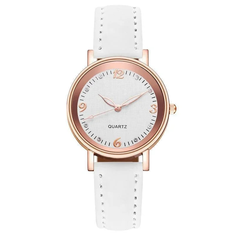 Light Luxury Luminous Quartz Wristwatches for Women Elegant Leather Band Analog Quartz Watches Casual Versatile Watches
