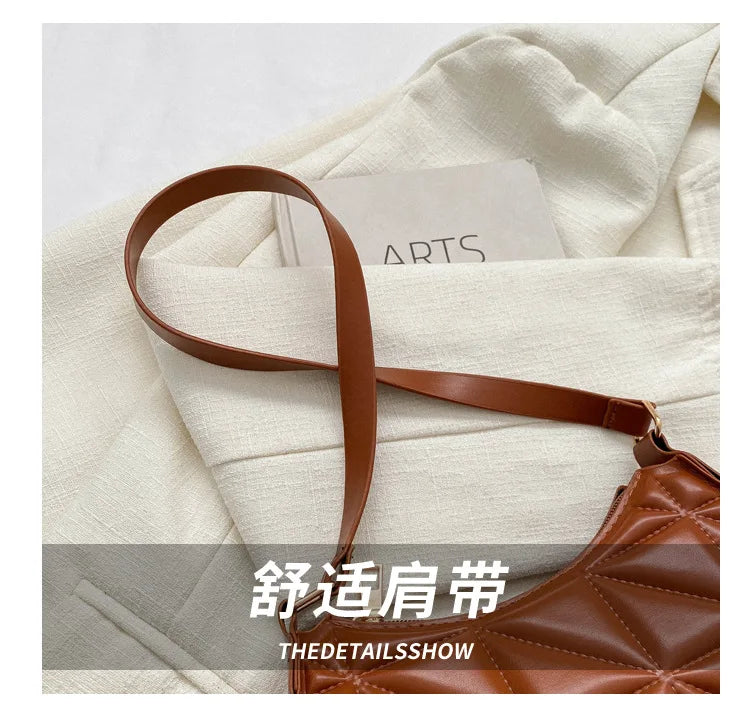 New Solid Color Casual Women's Handbags Shoulder Bag with Niche Retro Design Fashionable and Trendy Leather Crossbody Bags