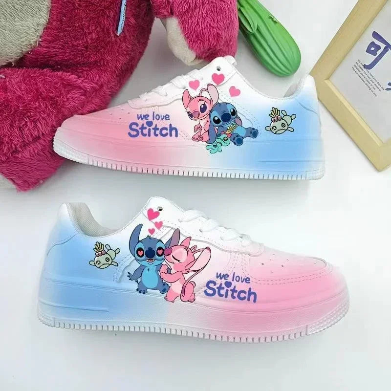 New Disney women cartoon Stitch cute White  Casual shoes soft sports shoes for girlfriend lady gift EU size 35-44