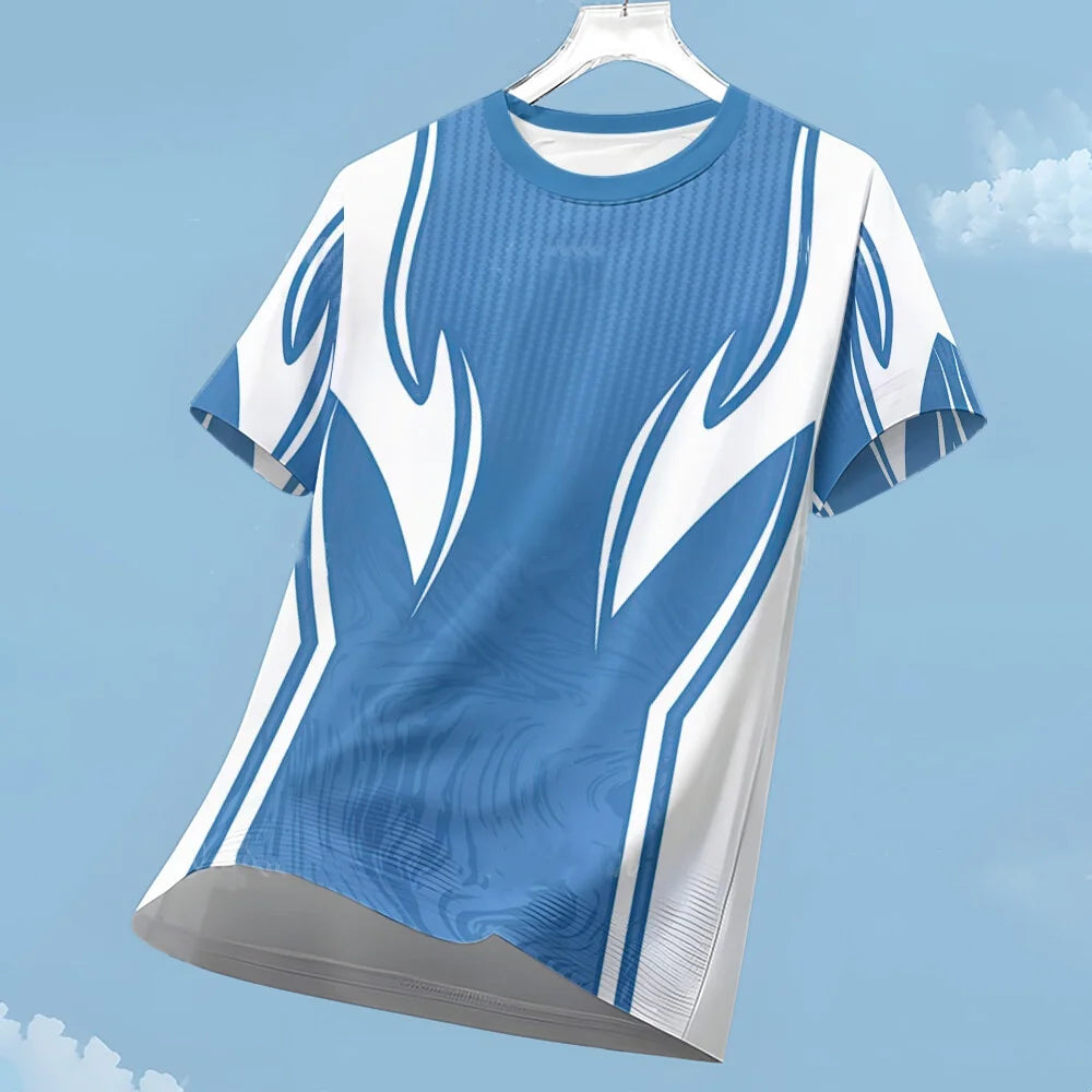 Men's T-shirt Fashion Color Block 3D Print Tee Outdoor Run Fitness Sports Short Sleeve Summer Casual O-neck Loose Breathable Top