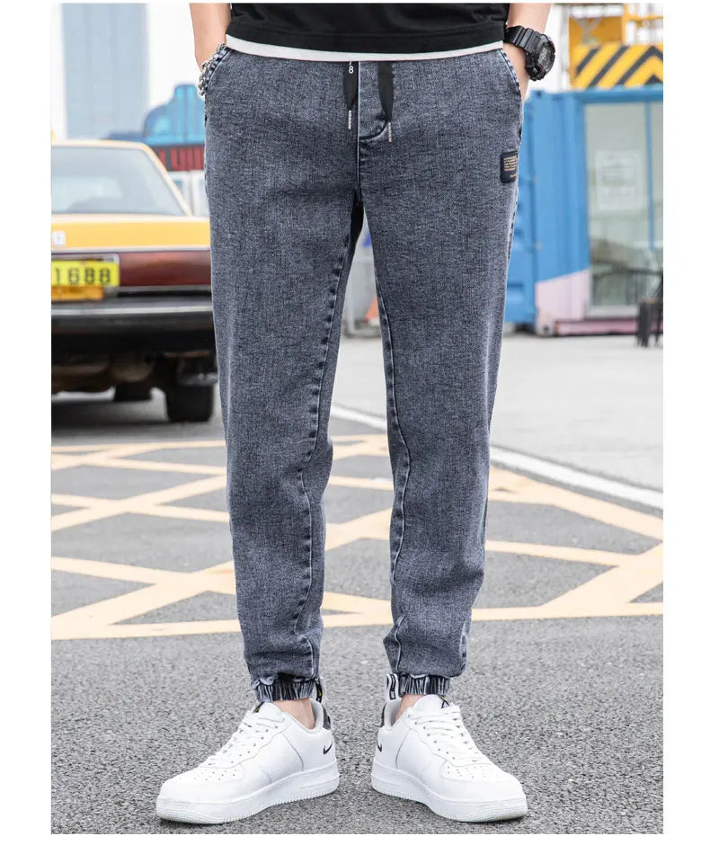New Big Size 8XL Men's Jogger Jeans Streetwear Black Blue Casual Denim Cargo Pants Stretch Cotton Taper Jeans Baggy Trousers