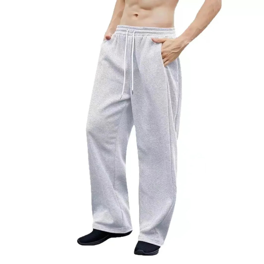 026 Men's plus Size Cotton Sweatpants Spring Autumn Solid Color Baggy Loose Elastic Waist Casual Trousers for Daily Wear Running