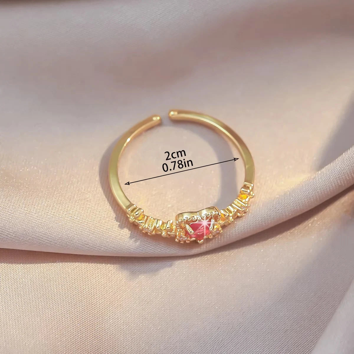 1 Piece of Rose Gold Color Niche Adjustable Ring with Plain Ring Women's Heart Set Design Ring Index Finger Ring