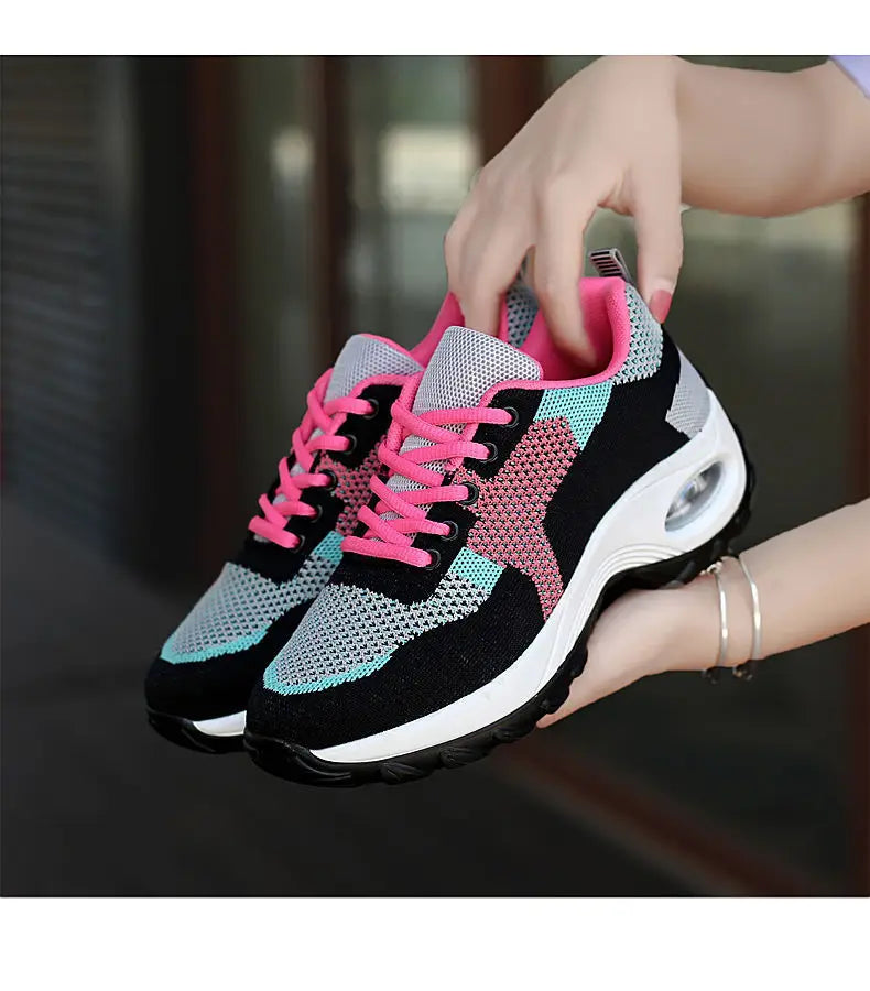 Tenis Women Sneakers Air Cushion Walking Shoes Breathable Gym Jogging Shoes for Woman Lace Up Platform Sport Shoe Tenes Feminino