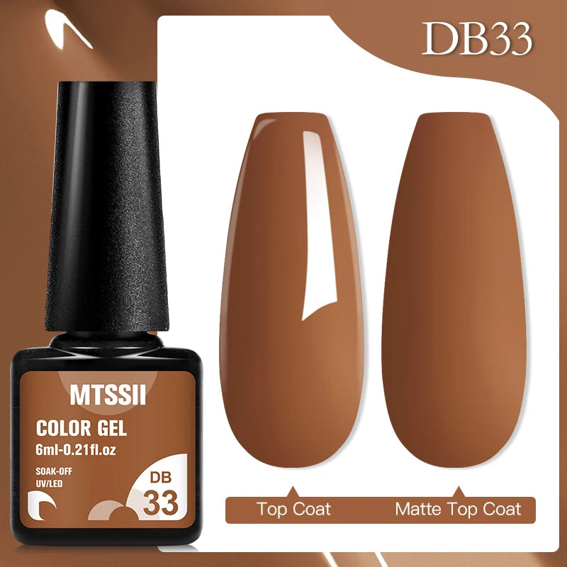 Mtssii 6ML Chocolate Color Gel Nail Polish Brown Semi Permanent UV Gel Autumn Winter Popular Soak Off Nail Art Gel Varnishes