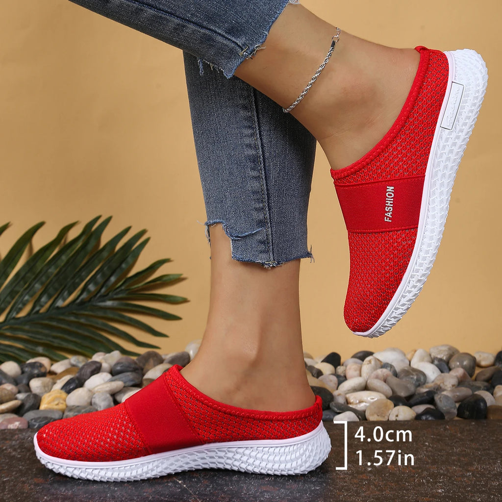 Women's shoes, women's casual shoes, summer mesh breathable thick-soled women's headband half support