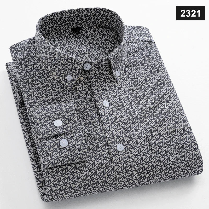 Men Cotton Oxford Striped Casual Long Sleeve Shirts New Fashion Businessman Office Daily Classic Men Top Clothing Dress Regular