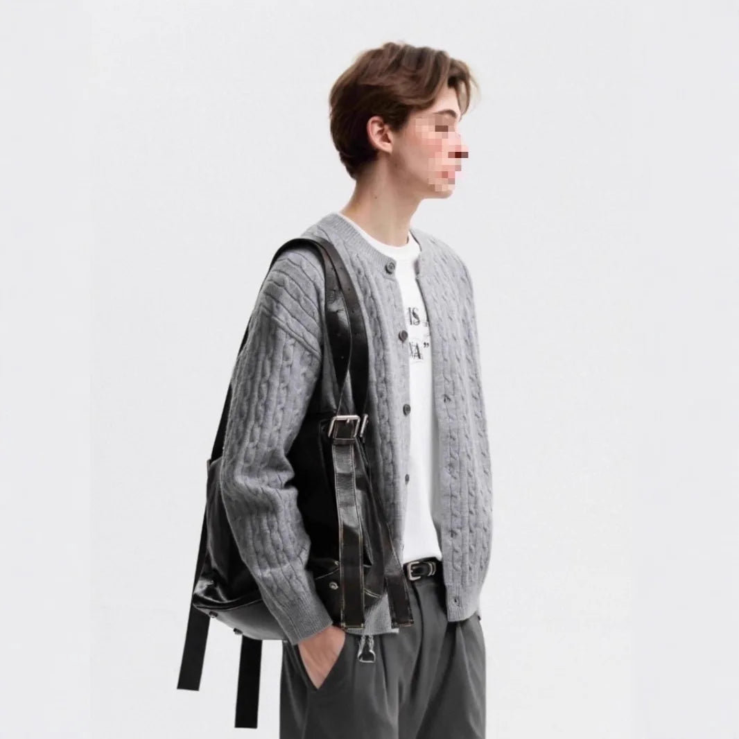 Pure Color Knitted Sweater Cardigan for Men And Women American Trendy Brand Texture Couple Knitted Outerwear Casual Long Slee...