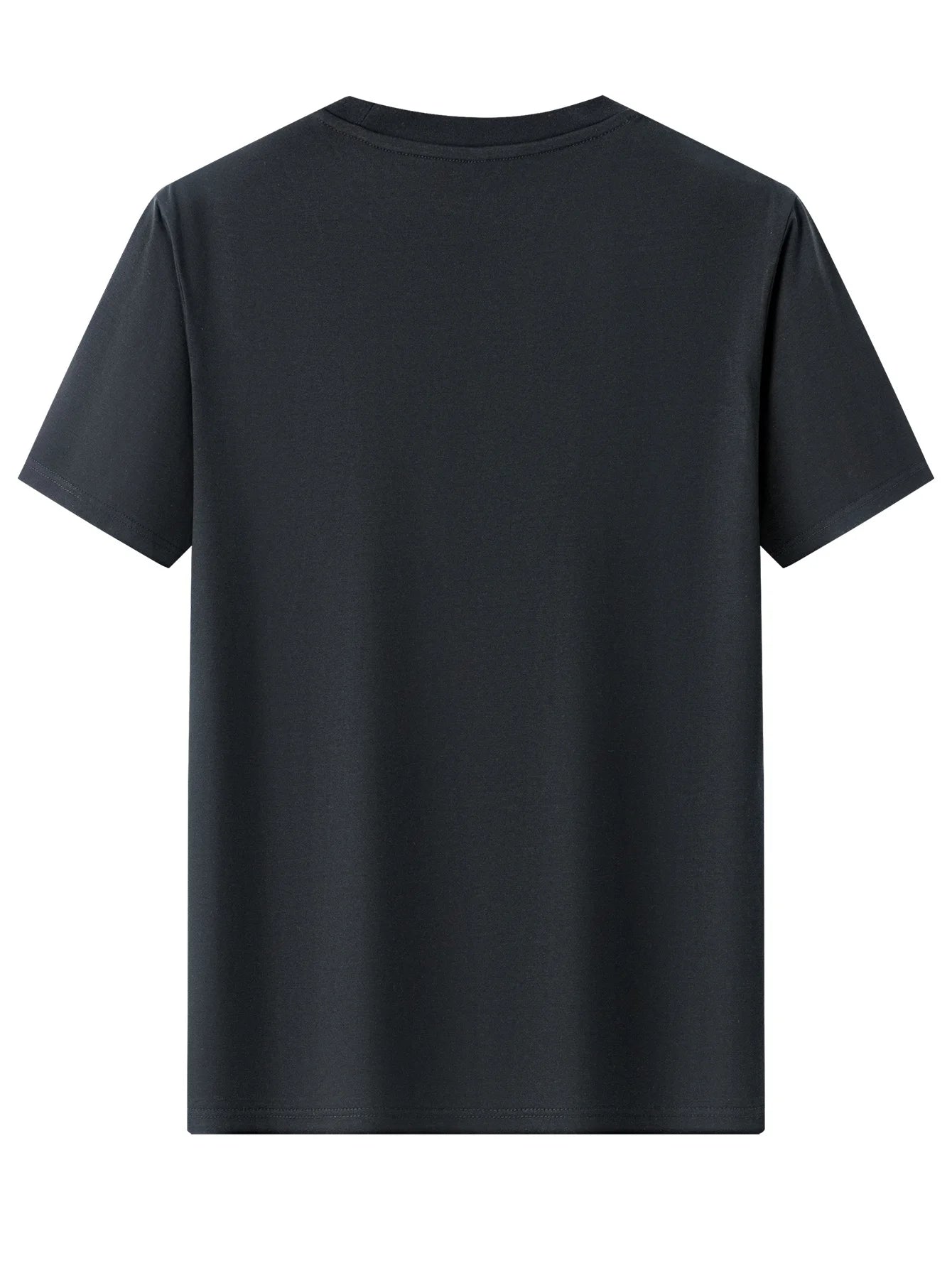 Men's 100% pure cotton casual loose modern abstract letter and "at time" pattern printed round neck short sleeved T-shirt top