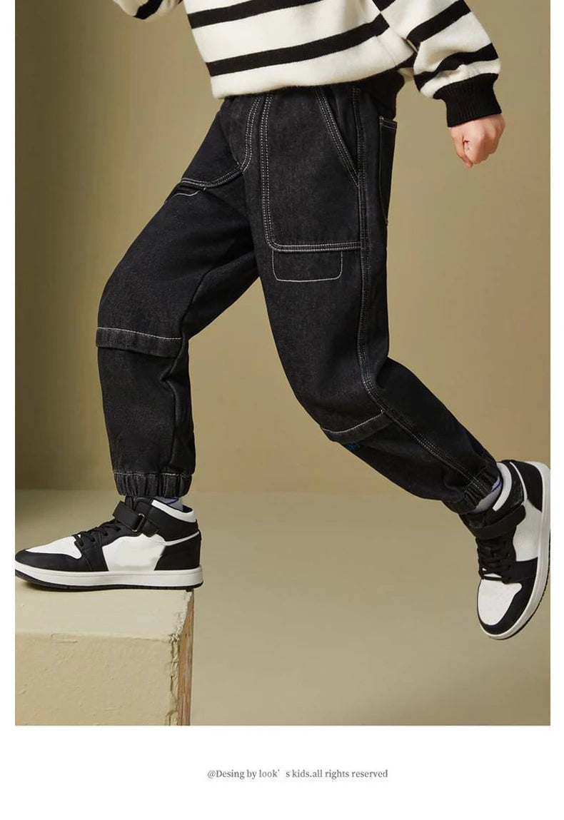 IENENS Autumn Boy's Jeans Clothes Kids Cowboy Pants Children Casual Denim Clothing Bottoms Trousers Baby Boy Casual Soft Jean