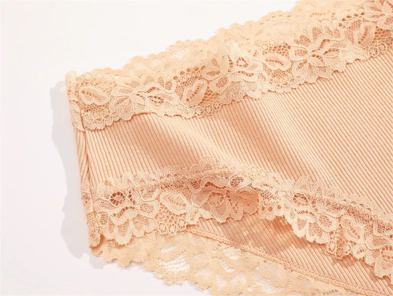 3PCS/Set Sexy Lace Cotton Panties for Women Flroal Lace Seamless Briefs Low Rise Lingerie Female Breathable Soft Underwear S-XL