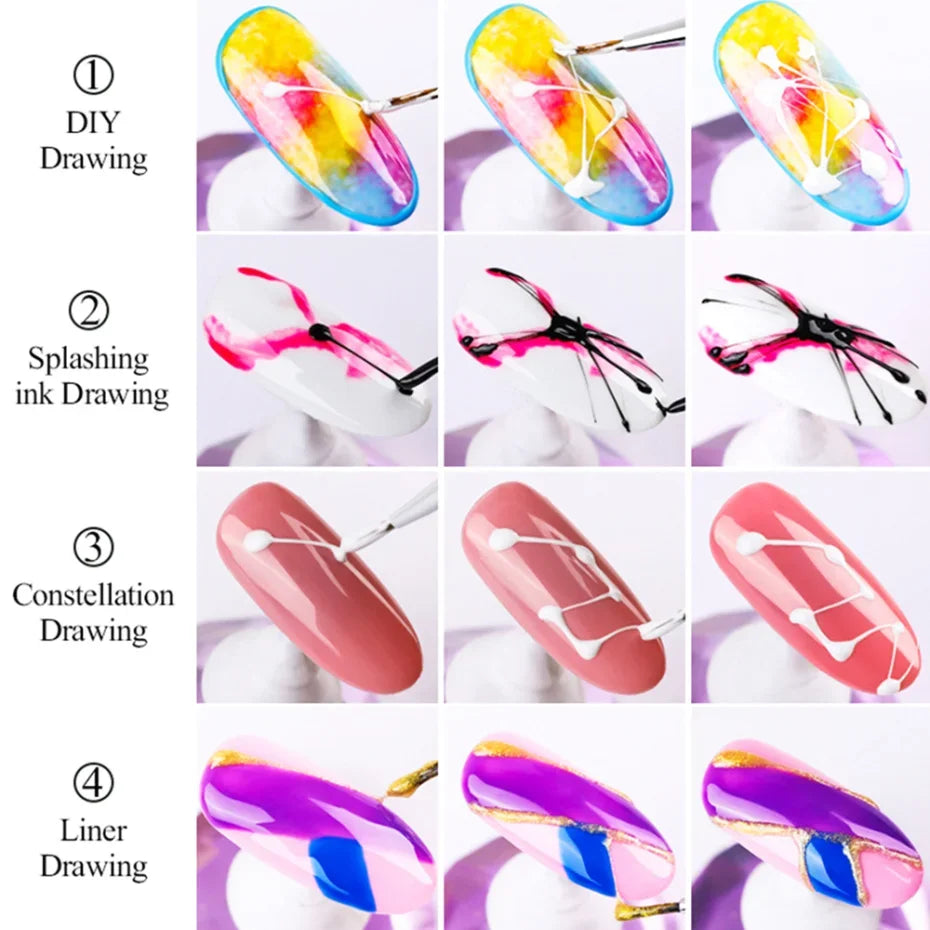 5ml Liner Gel Nail Polish Wire Silk Pen With Brush Black White Semi Permanent Painting Graffiti Tools Drawing Manicure Varnishes