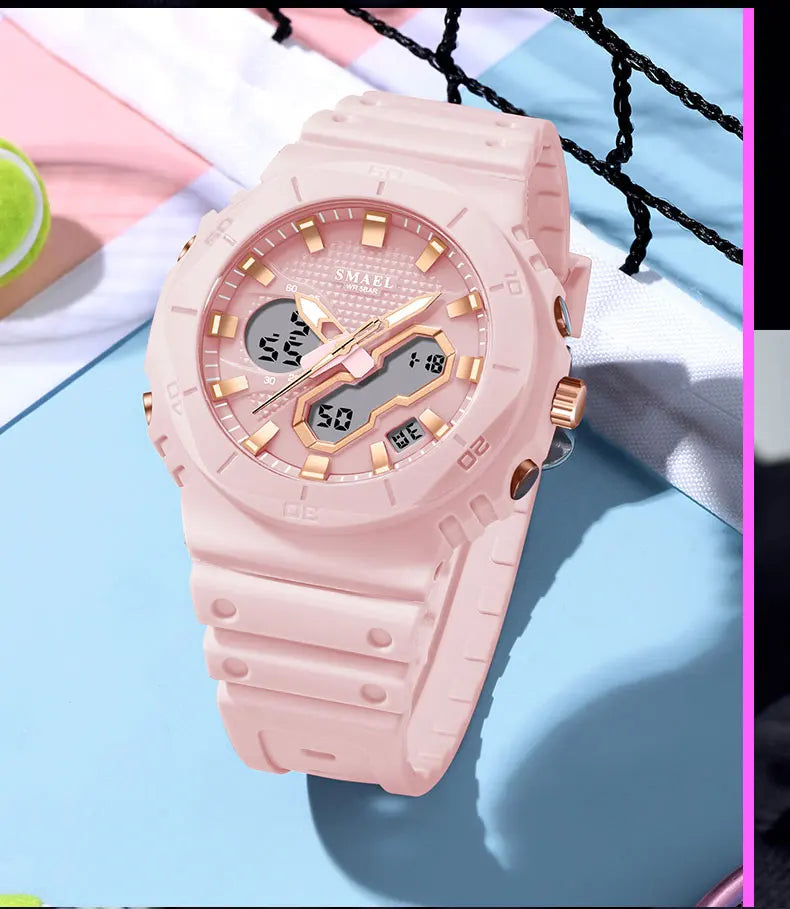 SMAEL Fashion Sport Watches for Unisex Top Brand Luxury Sports Chronograph Women Watch Waterproof Digital Quartz Wristwatch