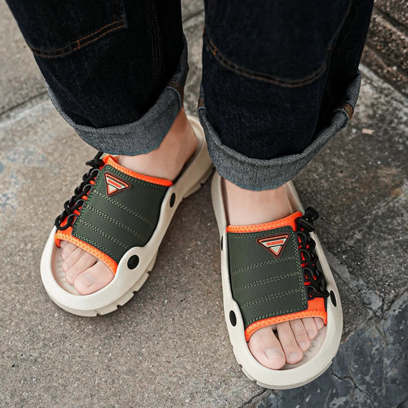 New Men's EVA Platform Massage Slippers Home Mute Anti-slip Slides Outdoor Beach Casual Sandal Shoes for Men Sandalias De Hombre