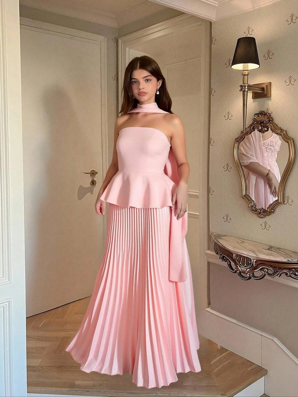 Women's Tie Shoulder Wide Leg Satin Chiffon Dress, Elegant Off Shoulder Maxi Dress for Party Evening, Ladies Clothes for All Sea