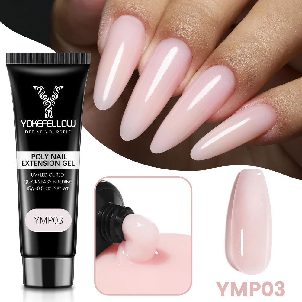 YOKEFELLOW 15g Jelly Extension Gel Nail Polish Nude Pink Clear Building Construct Extend Gel Soak Off UV LED Acrylic Gel Varnish