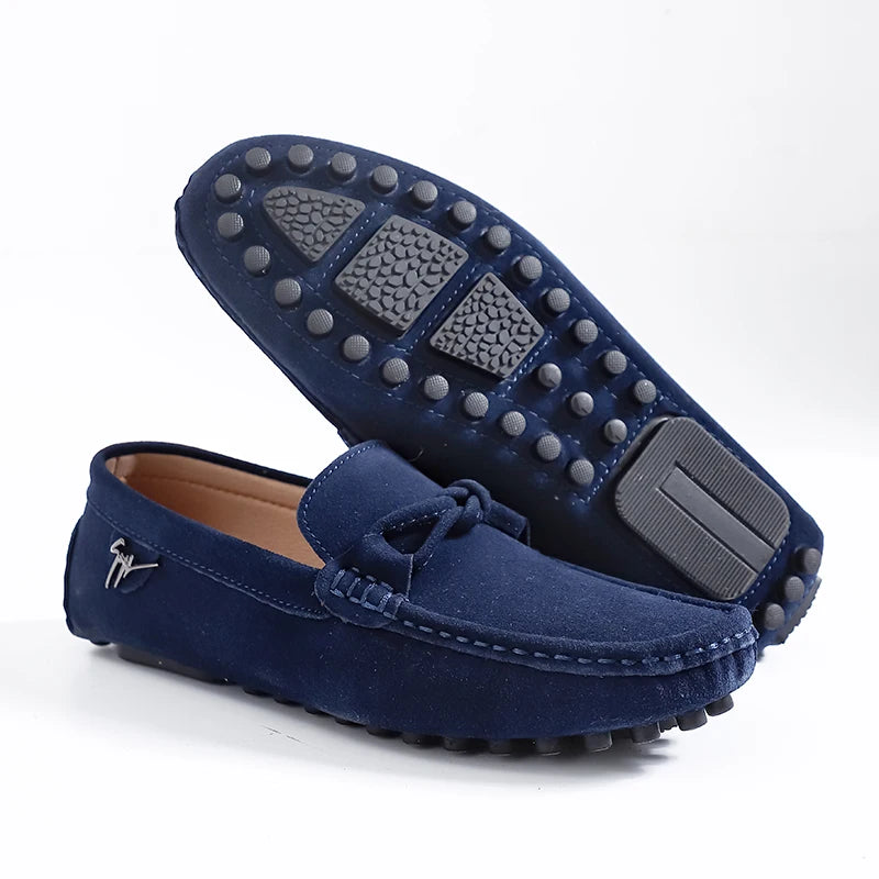 Suede Leather Men Loafers Handmade Slip-On Dress Shoes Comfortable Cushioned Insole Business Casual Shoes Man Driving Moccasins
