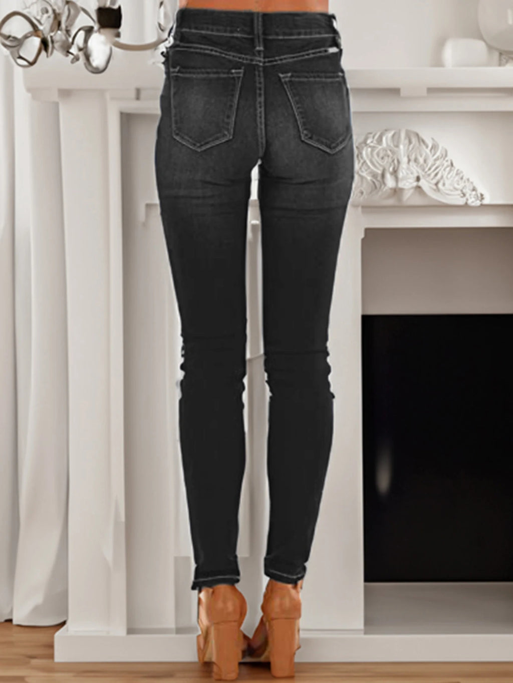 Women's high-elastic slim-fit jeans Spice Girls fashionable casual jeans