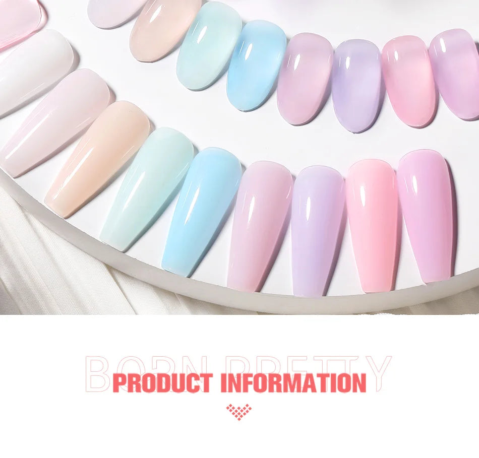 BORN PRETTY 15ml Milky Pink Rubber Base Gel Nail Polish Glitter Semi-Permanent Varnish Soak Off Self Leveling UV LED Polish