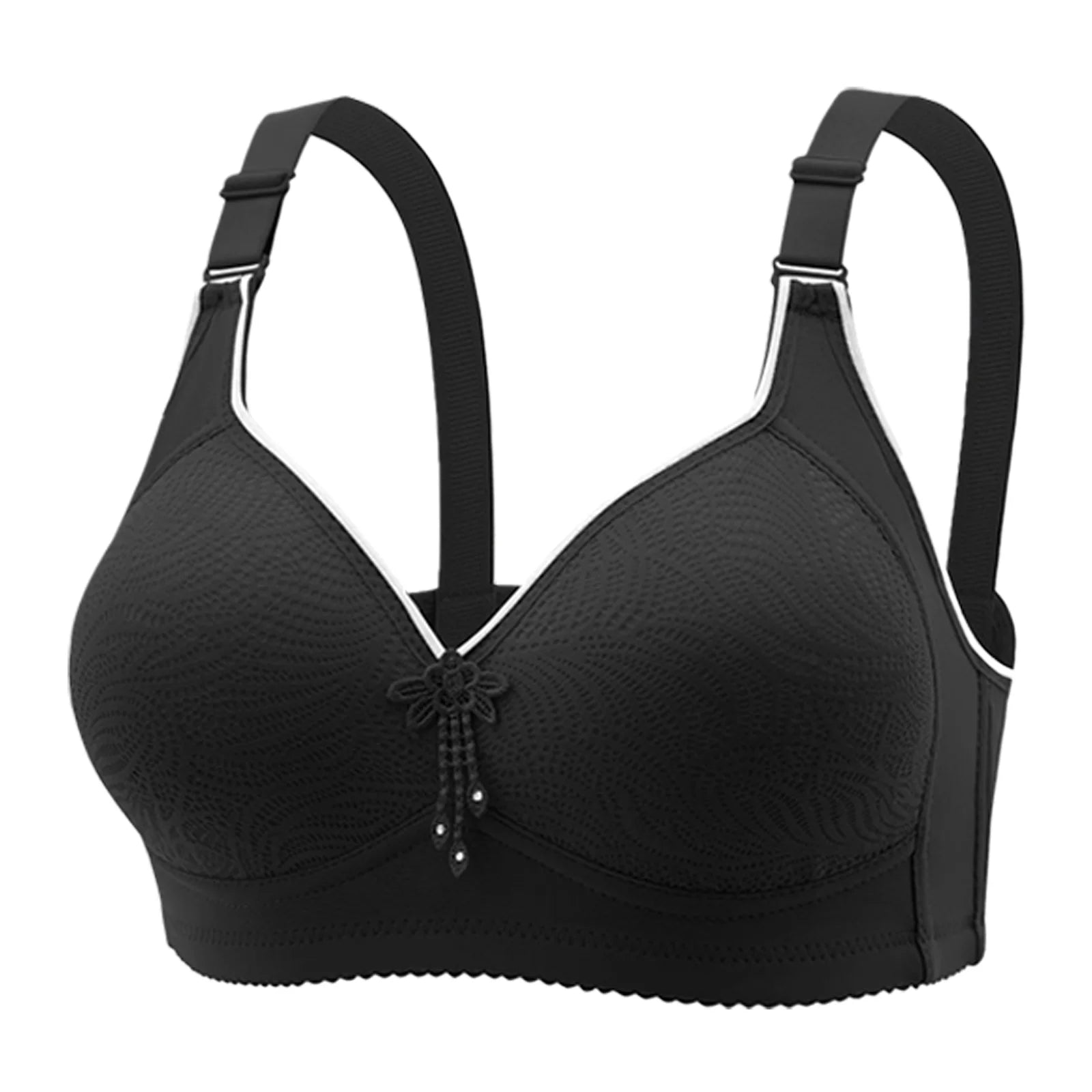 3pcs Women's Bra Lingerie - Appliques Jacquard Lightly Padded Push-Up, Adjustable Straps for Cup A B C D, Sexy Underwear