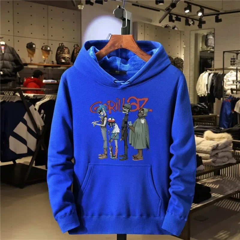 Gorillaz Punk Rock Men's and Women's Cartoon Sweater Hoodie Retro Fashion Clothing Casual Music Men's Clothing New Style