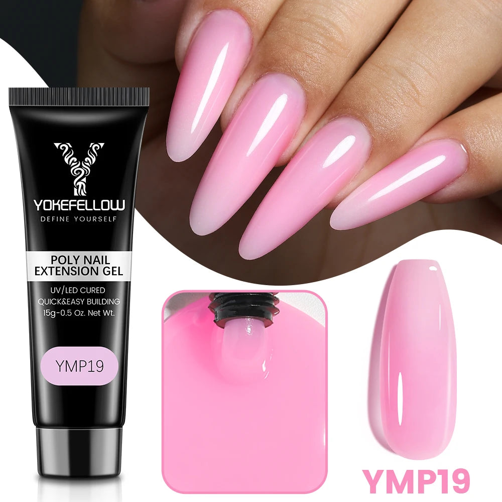 YOKEFELLOW 15g Jelly Extension Gel Nail Polish Nude Pink Clear Building Construct Extend Gel Soak Off UV LED Acrylic Gel Varnish