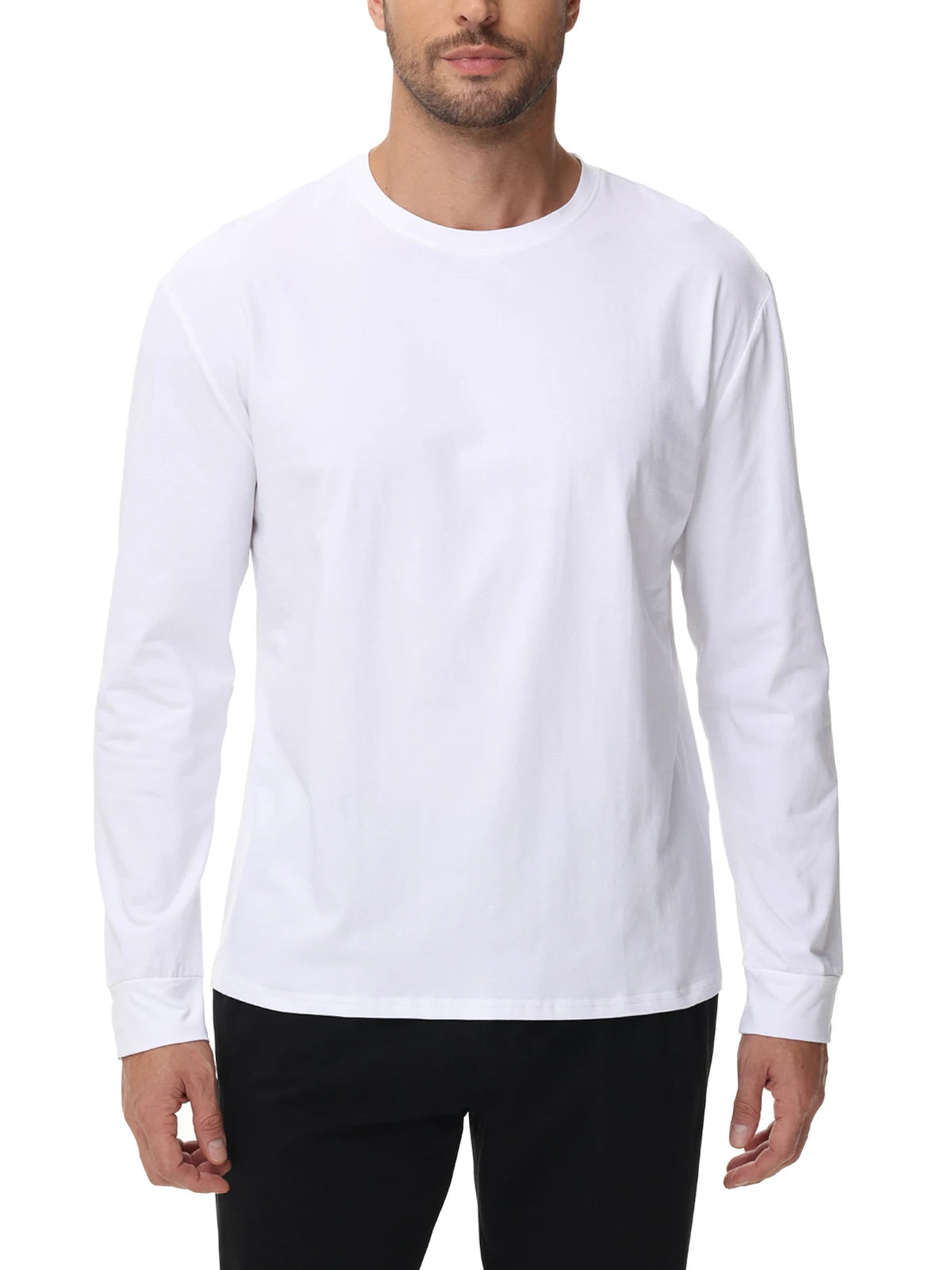 Men's T Shirt Long Sleeve Crewneck Tee Shirts Classic Loose Fit Workout Tops for Men Gym Clothes S-XXL