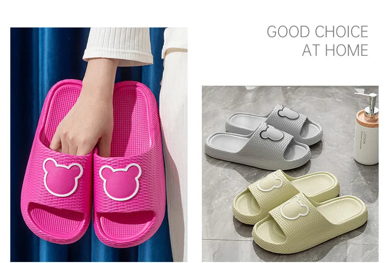 Home Cloud Slipper Men Cartoon Bear Sandal Flip Flop Beach House Shoe Platform Female Woman Slides Ladies Outdoor Rubber Sneaker