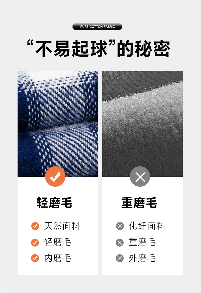 Pure Cotton Men's Plaid Shirts Long Sleeved Regular Fit Casual Office Fashion Shirts Leisure Autumn Male Check Blouses Plus Size