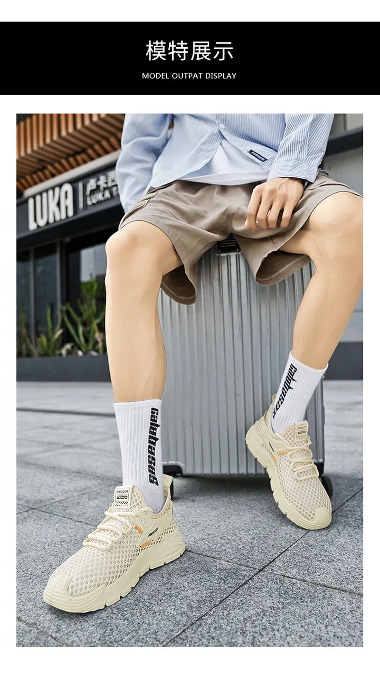 2025 Men's Casual Shoes Summer Beach Anti-slip Wading Shoes Outdoor Comfortable Breathable Mesh Sneakers Men Zapatos De Hombre