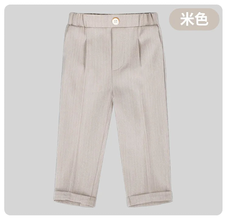 New Children Boys Suit Pants Cotton Plaid Kids Boys Casual Pants Elementary School Performance Pants For 1-10Y Boys Loose Pants