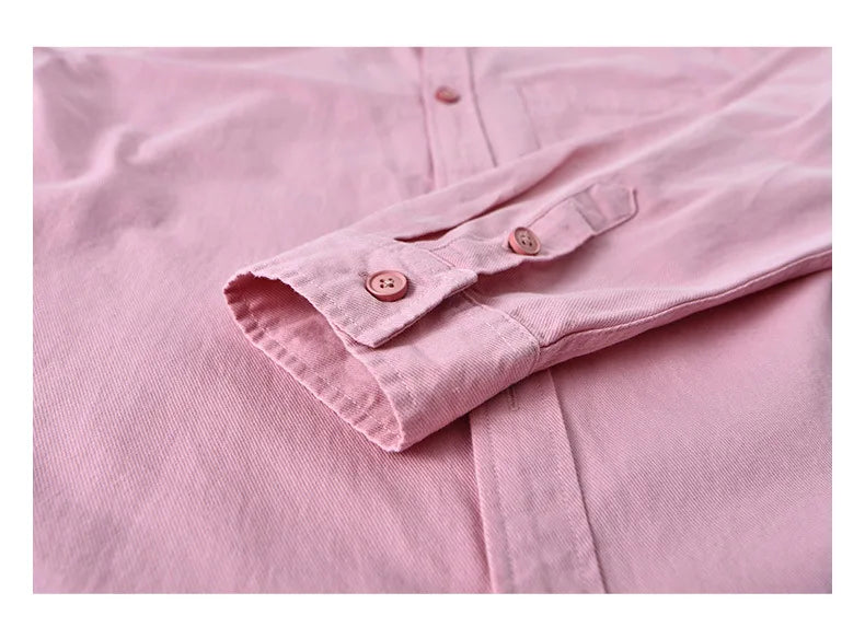 Basic Men's Long-Sleeve Cotton Shirt - Casual and Versatile Spring Style 100% Cotton Solid Color Casual Shirt