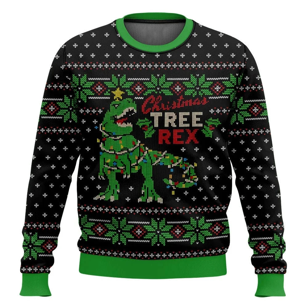 Jurassic Park Dinosaurs Merry Christmas Clothing Gifts Santa Claus sweaters Men's and women's hoodies 3D Autumn and Winter Party