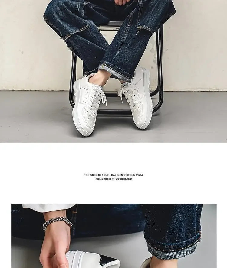 2025@@@New white men's shoes in 2025, pure white sports shoes for handsome and casual young students in spring.