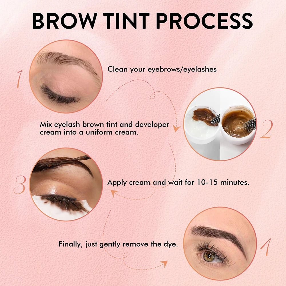 Gollee Classic Black Natural Lash and brow Tinting Set Lasting Waterproof Eyelash Fast Tint Kit Enhancers Easy Dye Makeup Tools